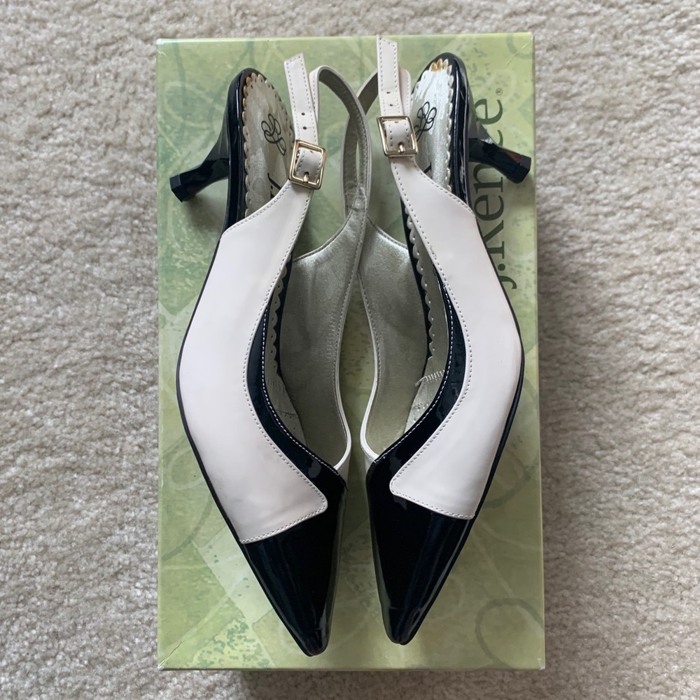 J.Renee Helene Black & Beige Slingback Patent Heel